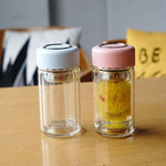 双层玻璃杯家用办公室保温杯水杯小清新泡茶杯带茶漏可印logo杯子