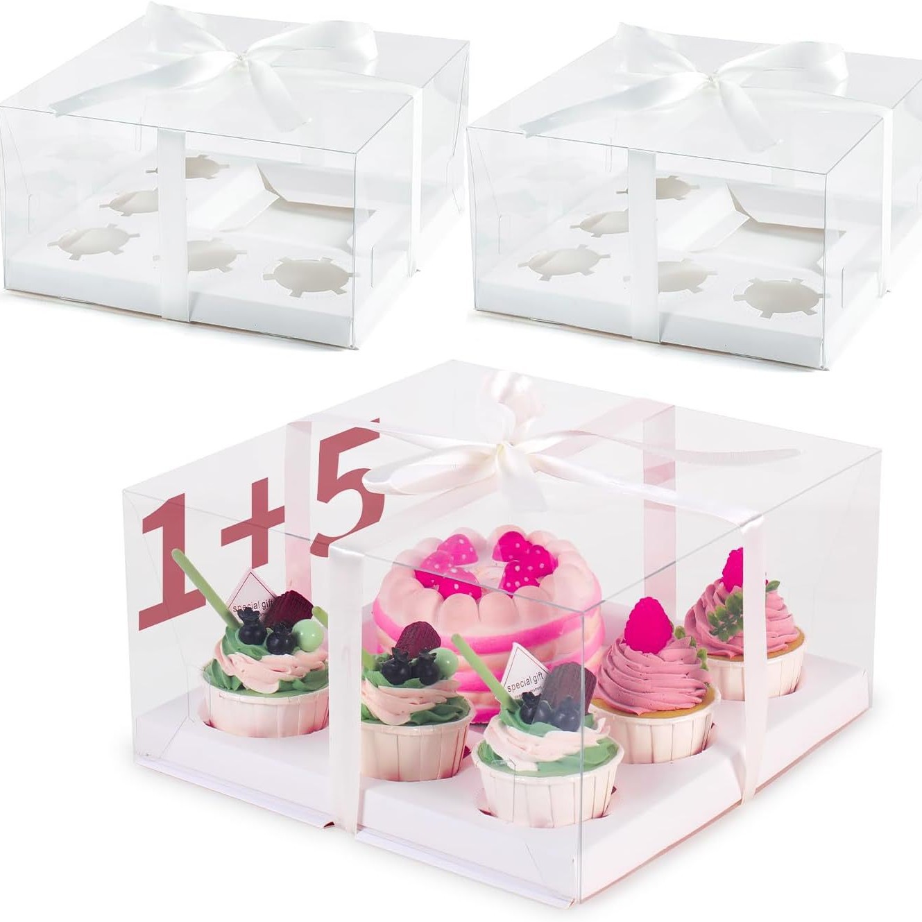 Caja de pastel de taza Caja de taza de papel transparente 5 cápsulas 4 cápsulas 6 cápsulas 12 cápsulas Caja de embalaje de taza Maffin caja de cake