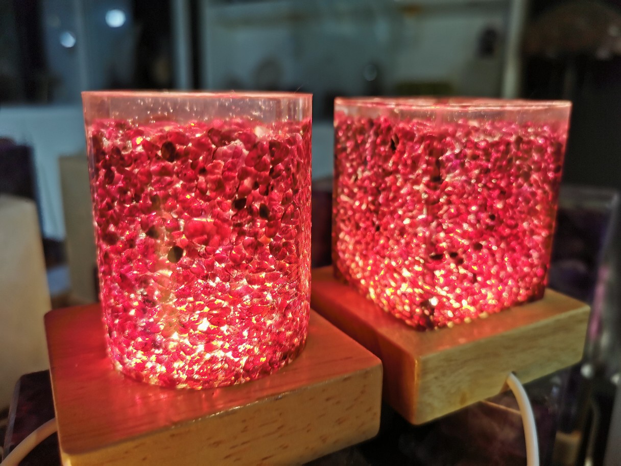 天然石榴石手工制作环氧树脂小夜灯室内装饰小众工艺品