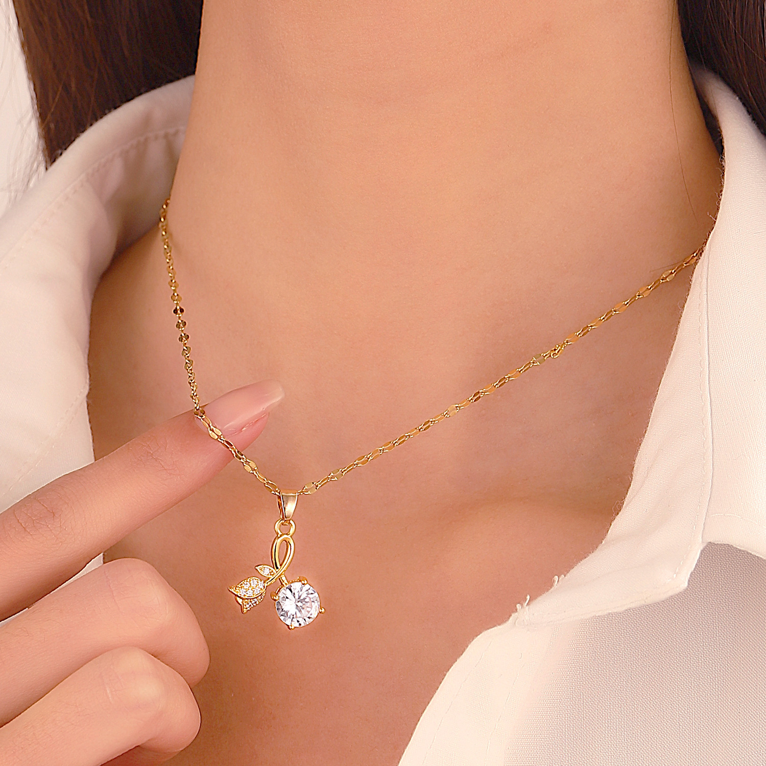 1 Piece Quantity Copper IG Style Flower Pendant Necklace