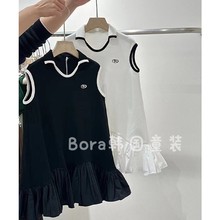 波拉bora韩国女童连衣裙2024夏装新款中大孩儿童宝宝白色高端裙子