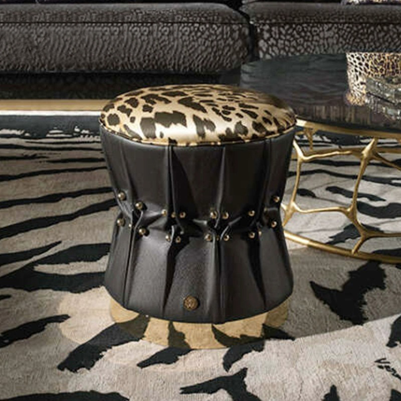 Italian lightweight luxury waist comb stool modern minimalist stainless steel round stool designer personality creative shoe changing stool