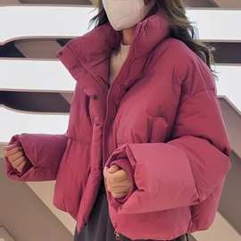欧洲站小个子短款羽绒服女冬季新款韩版宽松立领面包服加厚外套潮