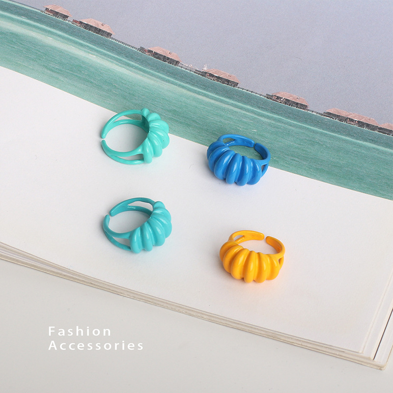7g Weight Women'S Gender Royal Blue, Light Blue, Lake Blue, Green, Yellow Color Simple Candy Color Geometric Opening Ring Wholesale 1