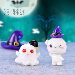 Micro-landscape meaty small ornaments new cute pumpkin lamp ghost vampire creative key chain Halloween ornaments