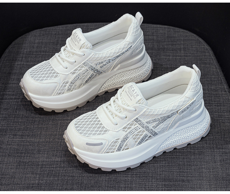 Giày sneaker nữ đế dày phong cách Hàn Quốc, thoáng khí, đế dày 3 cm — Hồng 5092, Trắng 5092 chi tiết 14