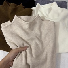 软糯半高领针织衫女秋冬百搭上衣韩系显瘦纯色内搭中领毛衣打底衫