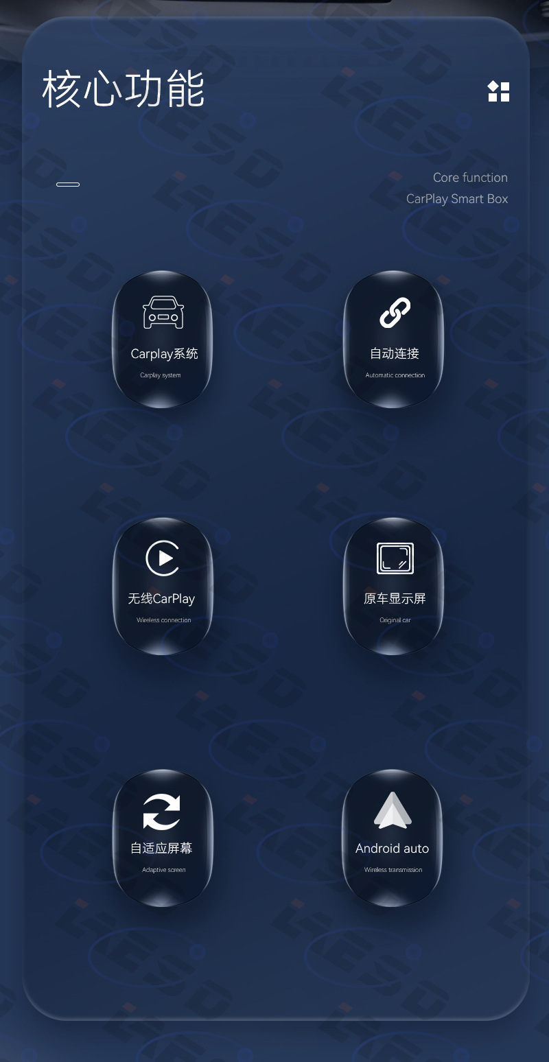 Cross-border wired to wireless carplay box Android Auto vehicle interconnection smart positioning carplay box