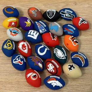 Cross-border hot new 3D stereo football team series silicone beads can be DYI beads loose beads factory