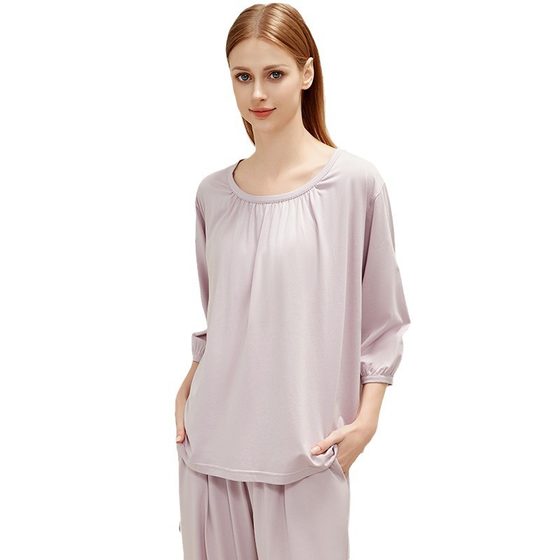 Half-Yan Brand Women's Fashionable Outer Wear Casual Loose Mid-Sleeve Quarter Pants Leg Pants Lanjing Modal Cotton Home Wear