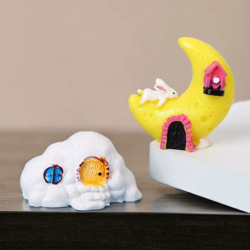 Украшение для аквариума, красивый микропейзаж, лунная комната, креативные украшения, ландшафтное украшение для аквариума, белый облачный дом, поделки из ПВХ