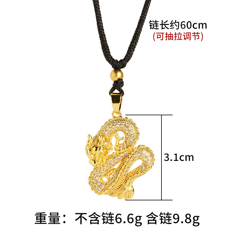 Antiguo patrimonio joyería Panlong collar Vietnam arena oro Diamante Negro cuerda adornos unisex a largo plazo no se desvanece suministro