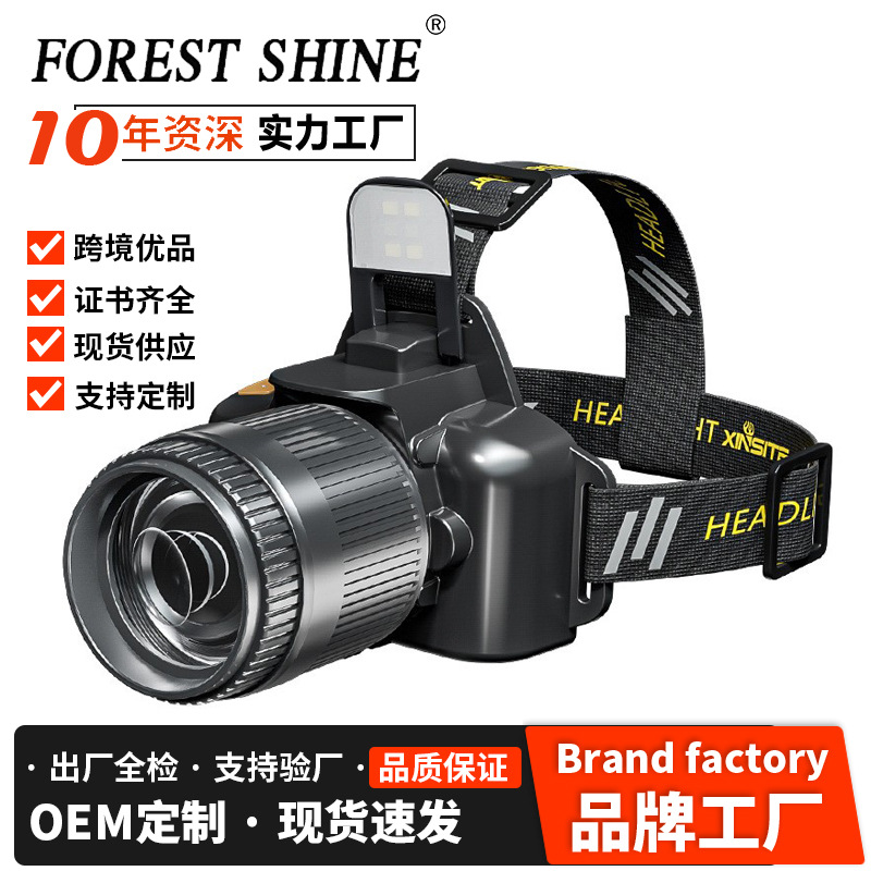 Nuevos faros para exteriores transfronterizos, larga duración de la batería, iluminación de alto brillo, luz roja, lámpara de auriculares con sensor multifuncional