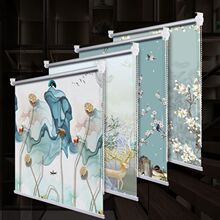 全遮光窗帘拉链卷拉式挂画全套一整套窗帘卧室遮光厨房免打孔包邮