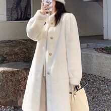 2025冬季新款羊羔毛外套女中长款加厚皮毛一体皮草水貂绒大衣