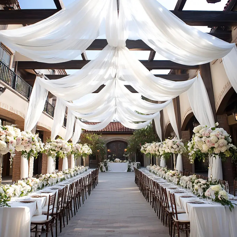 Cross-Border Delivery 10m White Tulle Curtains Suitable for Christmas Wedding Decorations Lightweight Translucent Soft Tulle Fabric