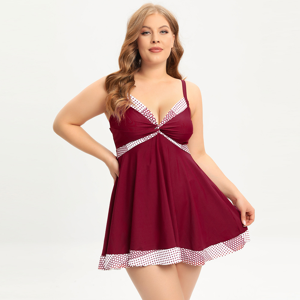 2024 Ny europeisk och amerikansk baddräkt i stor storlek dam Cross Border Hot Spring Konservativ Baddräkt med hög midja_voghion.com