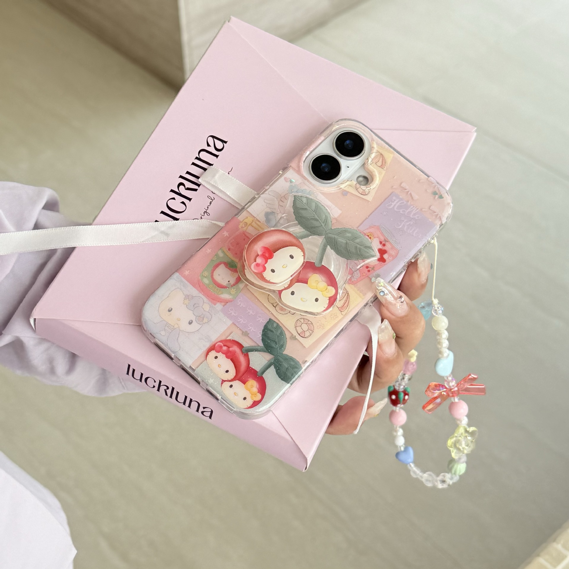 Linda cereza a cuadros con costuras para Apple 16ProMax funda para teléfono móvil 15/14 nicho 13 femenino 15Pro nuevo 16