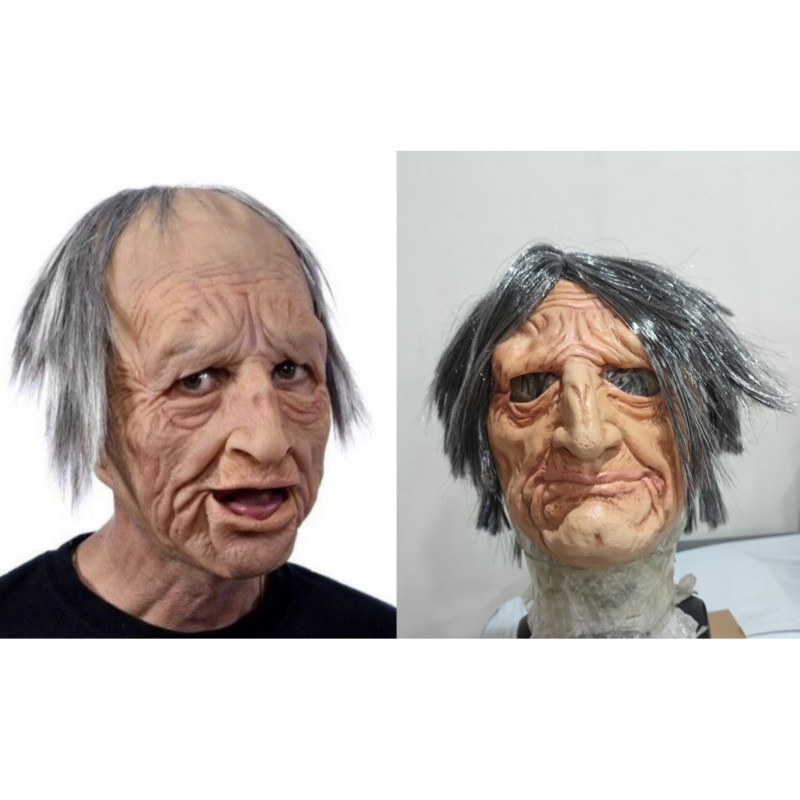 Estación independiente de Halloween nueva Máscara vieja abuela tocado vestir apoyos látex Calvo sombrerería transfronteriza