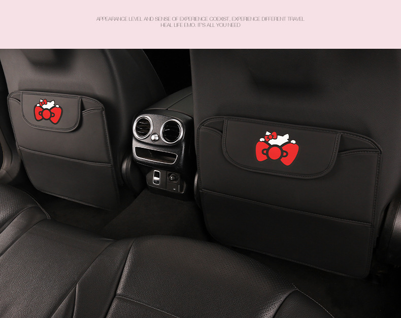 Casual Ladies Cute Cartoon Car Seat Back Anti-Kick Pad Car Rear Seat Back Anti-Fouling Pad with Storage