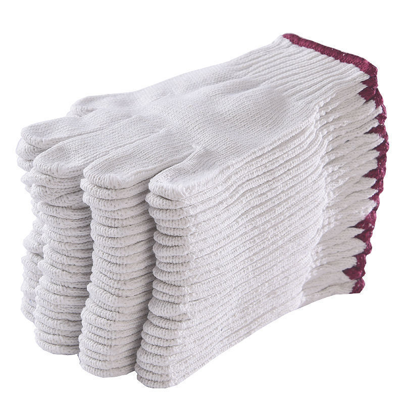 Guantes de hilo de algodón al por mayor de fábrica Guantes de protección laboral de protección gruesa Guantes antideslizantes y transpirables Guantes de hilo de algodón resistentes al desgaste