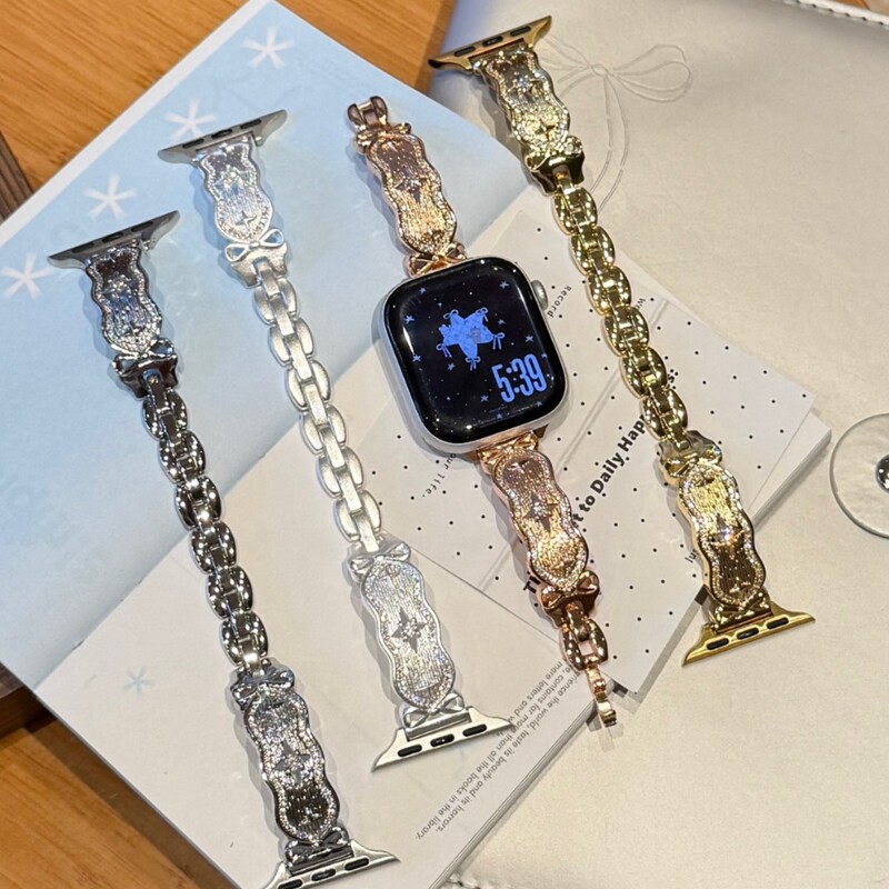 Starburst Copper Chain Metal Watch Band Suitable for Apple Watch Iwatch11 Generation 10/98Ultrase