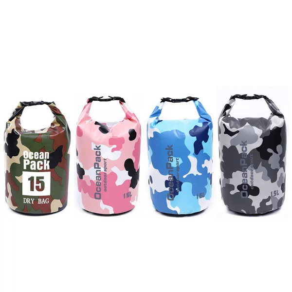 Outdoor Camouflage Swimming Bag Dry and Wet Separate Bag Waterproof Bag Travel Drifting Beach Bag Storage PVC Waterproof Bucket Bag