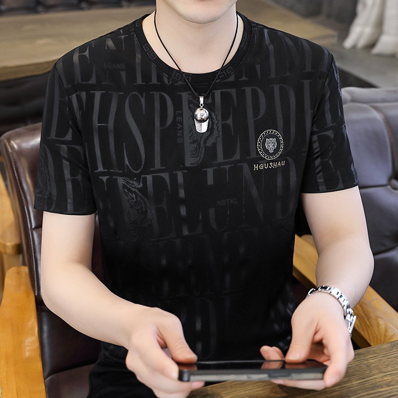 Suvine jääsiidist lühikeste varrukatega meeste 2024. aasta uus poolvarrukatega T-särk, brändi Instagram trendikad lahtised riided_voghion.com