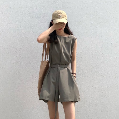 New Small Casual Sportswear Female Internet Celebrity Hong Kong Style Student Fake Two-Piece Loose Street Casual Jumpsuit
