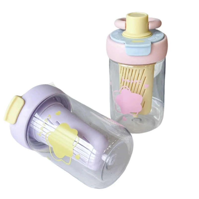 Capacious high quality plastic tea cup with glass, handheld glass