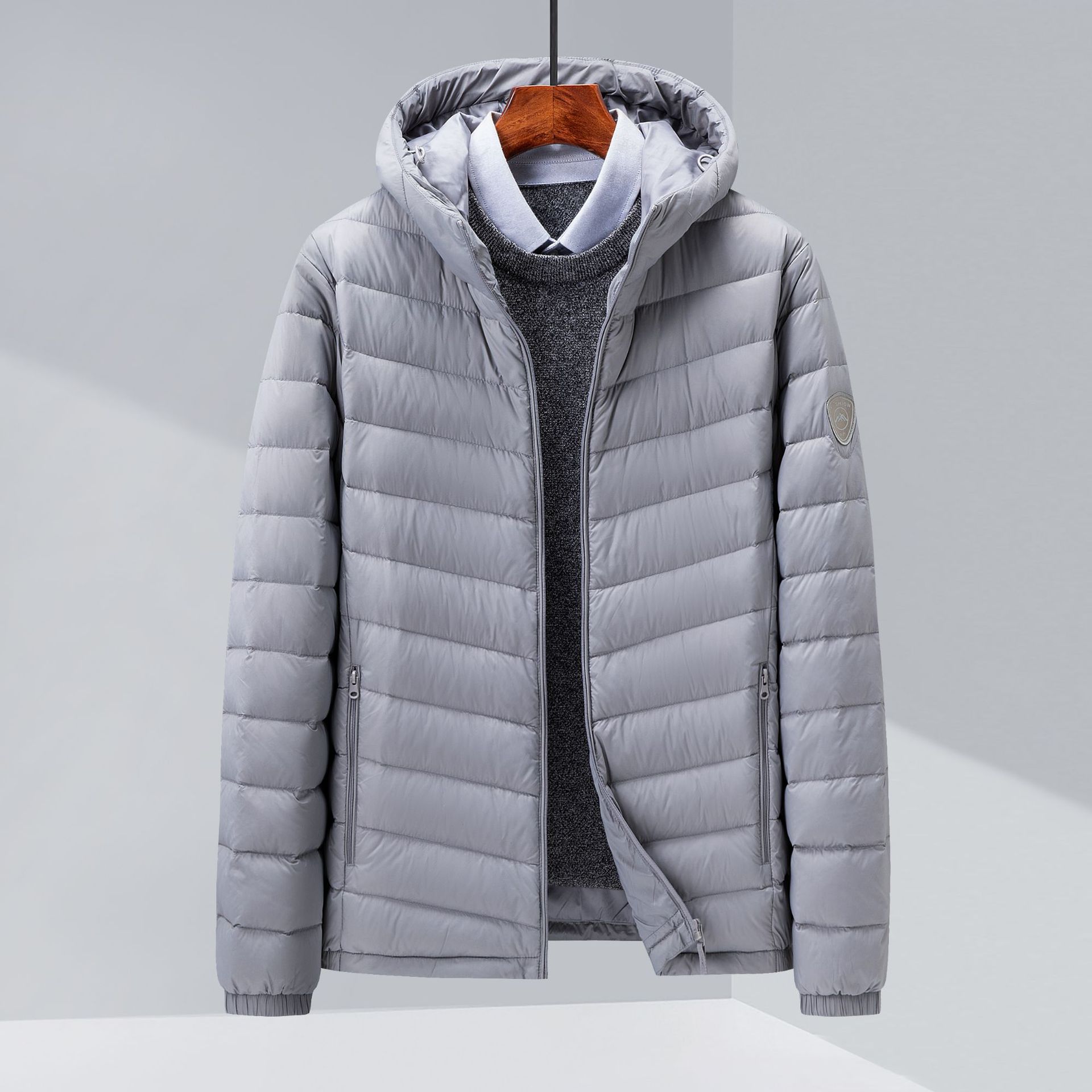 New Fashionable Men's Lightweight down Jacket Autumn and Winter Fashion Hooded Cold-Proof Trendy Casual Lightweight Warm Coat