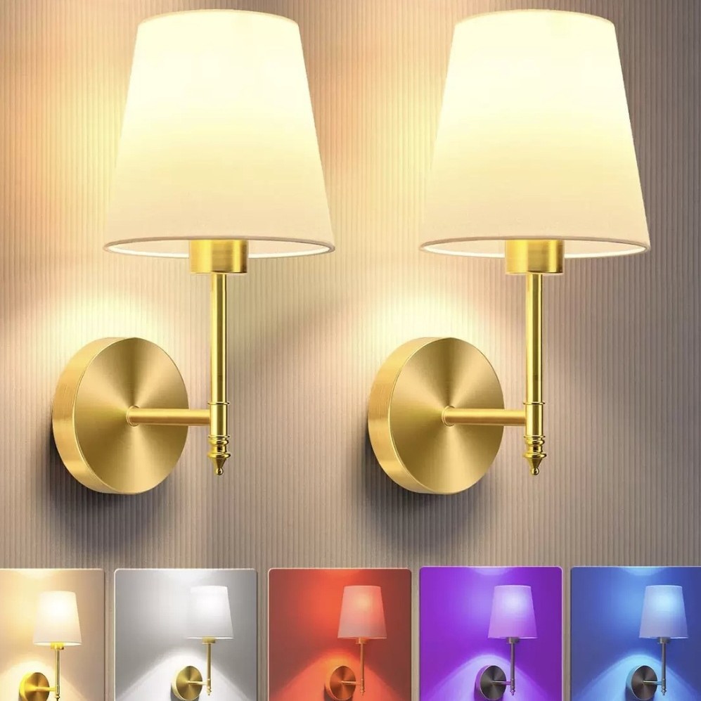 Lámpara de Pared de Ambiente LED de Hierro y Tela, Inalámbrico con Control Remoto y RGB image 4