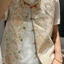 26早春新款轻奢时尚色系宝相花人丝金丝显瘦马甲16