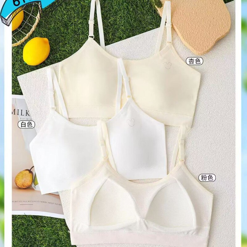 Jianshuyan 6838 Seamless Fixed Cup Pad Camisole Girl's Underwear, Comfortable and Breathable, Wireless Push-Up Bra