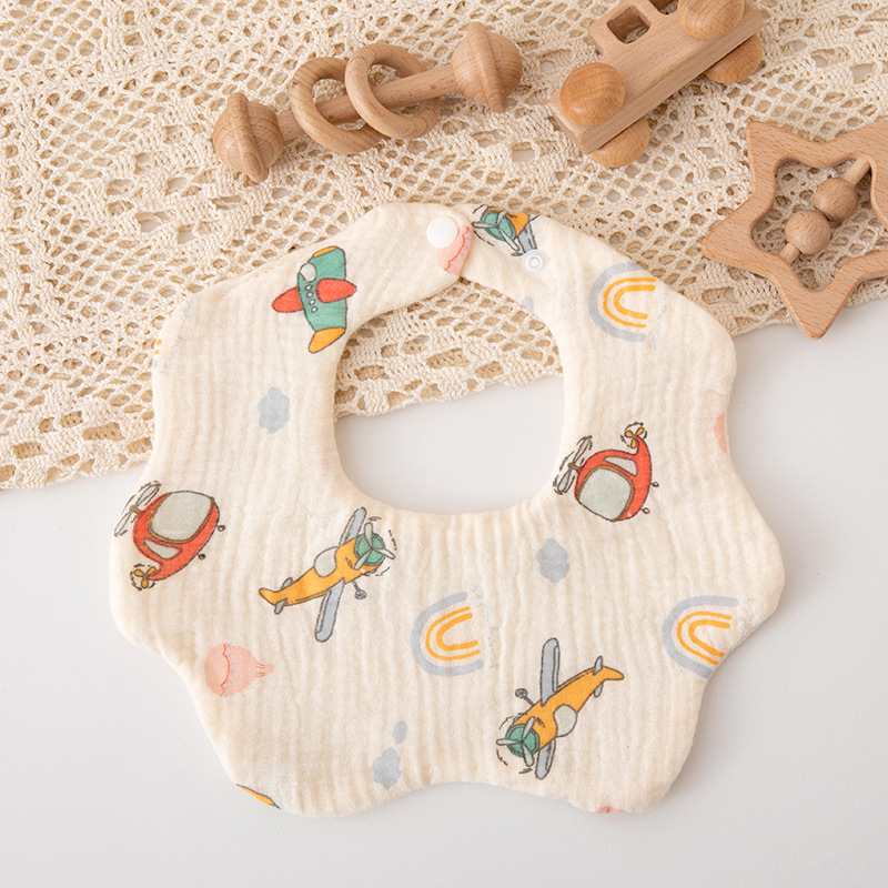 Rainbow airplane, gauze cotton bib