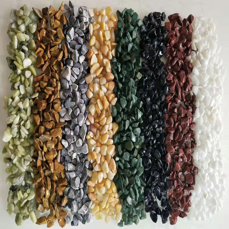 供应水洗石洗米石 胶粘石水磨石子地坪露骨料用彩色石子