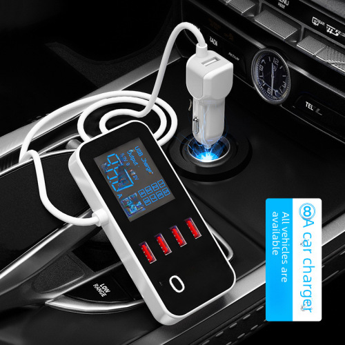 Double U Multi-port USB Car Charger with Display LED Car Digital Car Charger 8-port Car Charger