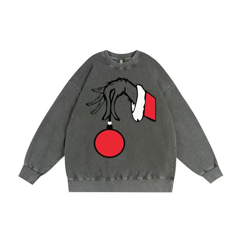 Foreign Trade Shein Amazon Grinch Christmas Pattern Printed Vintage Snowflake Long-Sleeved Sweatshirt Pure Cotton Foreign Trade Shein Amazon Grinch Christmas Pattern Printed Vintage Snowflake Long-Sleeved Sweatshirt Pure Cotton