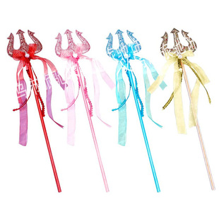 Children's demon horn magic wand trigeminal fairy wand ribbon Pearl Cute Princess stick performance cane props