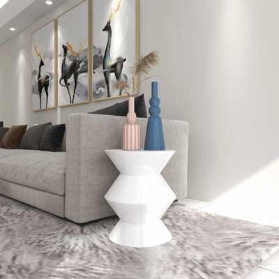 北欧意式轻奢极简风客厅家具沙发边几圆形小茶几简易玻璃钢桌角几|ms