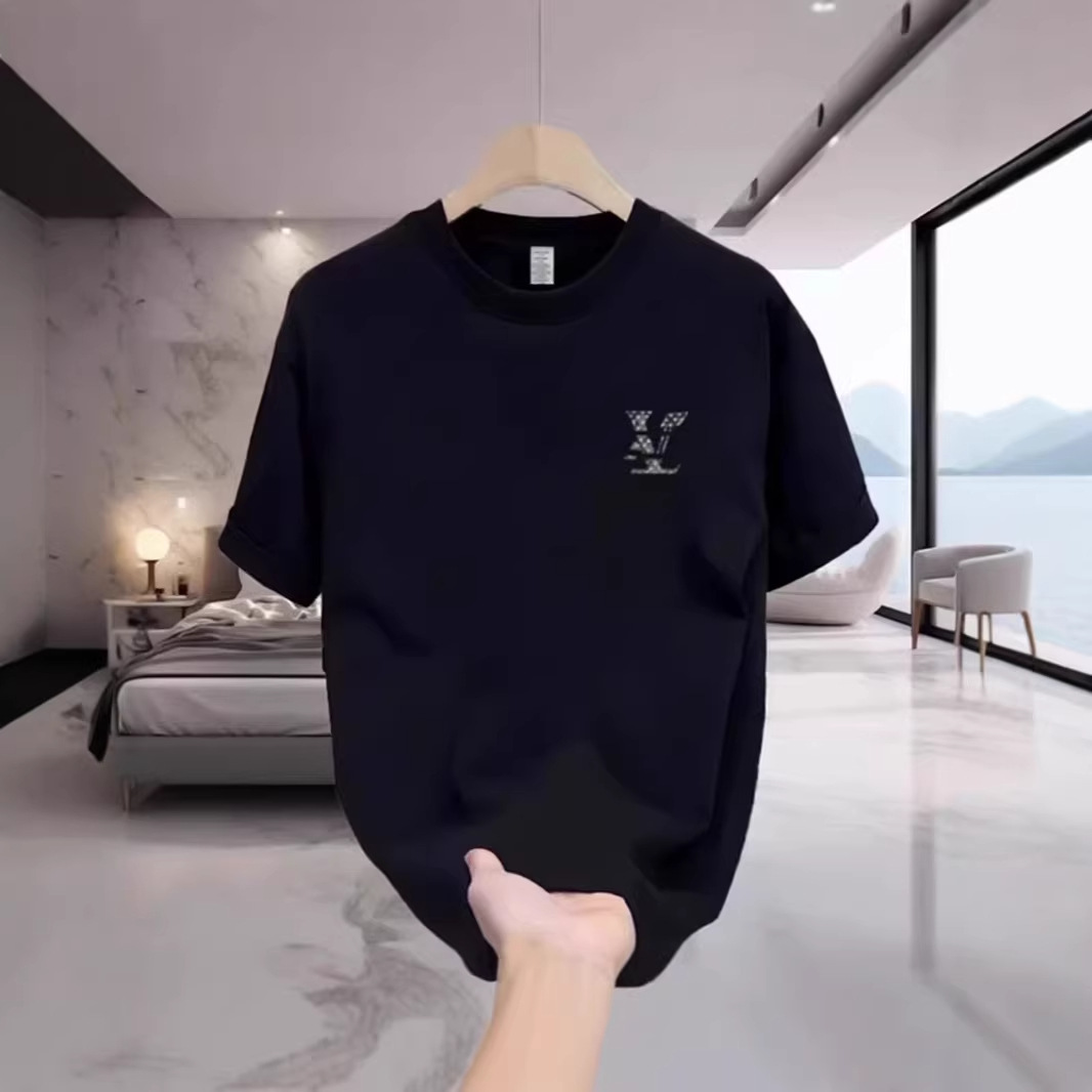 Camiseta masculina de algodão premium - modelagem oversized com estampa minimalista (preta/branca, tamanhos P-5XG)_voghion.com