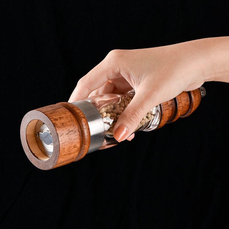 橡木陶瓷芯香料研磨器 胡椒研磨瓶調(diào)料瓶 手動(dòng)研磨瓶海鹽研磨器