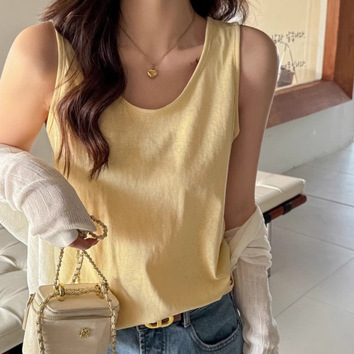 Korean Minimalist Style Casual Snowflake Cotton Strappy Tank Top Sleeveless Top Summer New Inner Cotton Linen Thin Women's Clothing