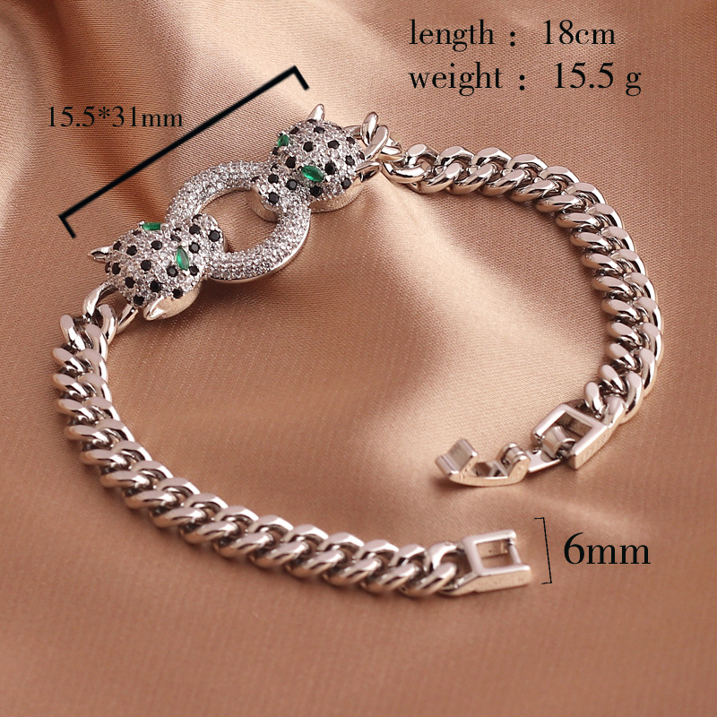 Hip-Hop Leopard Copper Inlaid Zircon Bracelets 1 Piece