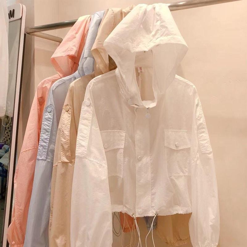 Short sunscreen clothing women's outerwear tide 2022 new anti-ultraviolet summer thin hooded sunscreen jacket