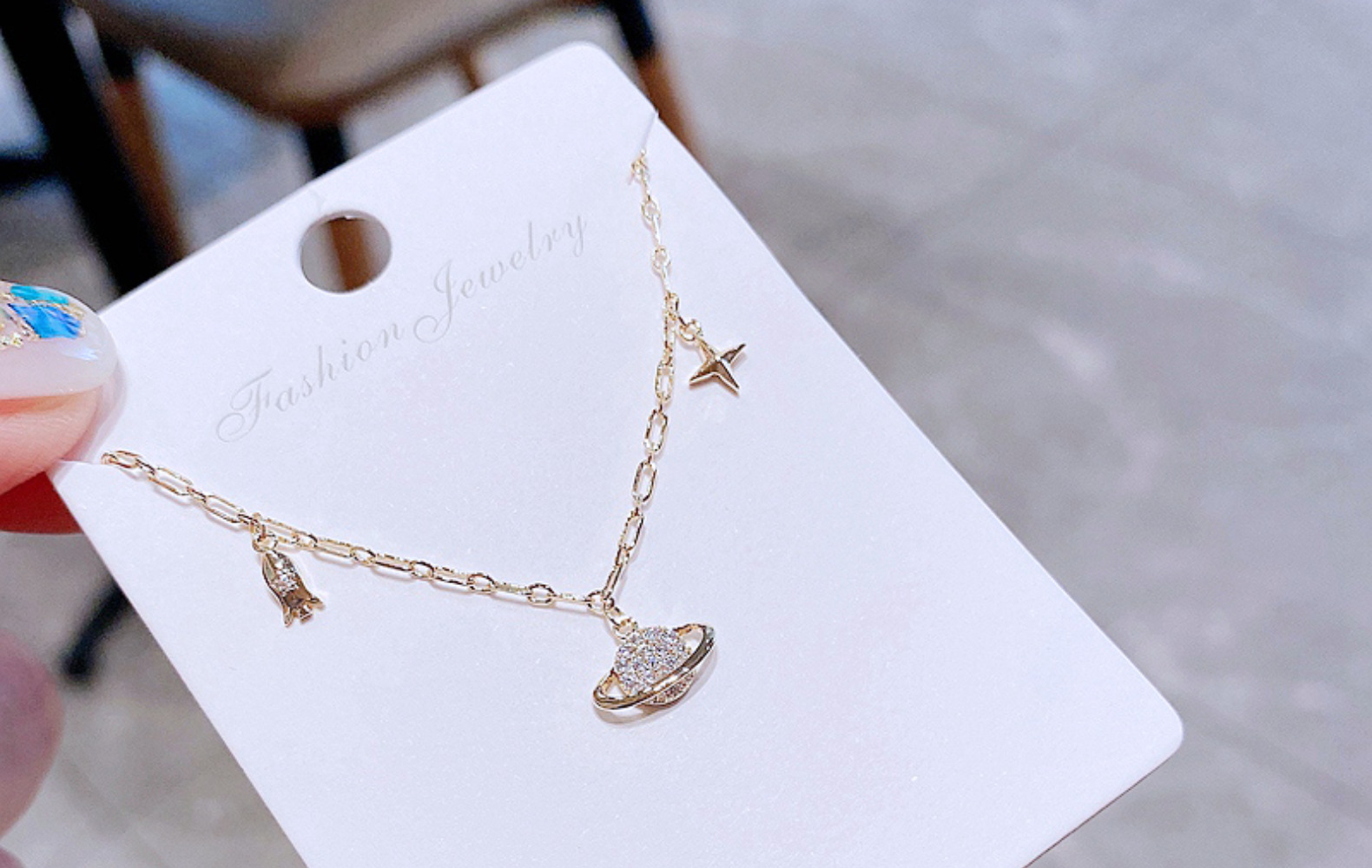 small planet pendant copper inlaid zircon necklace wholesale nihaojewelry