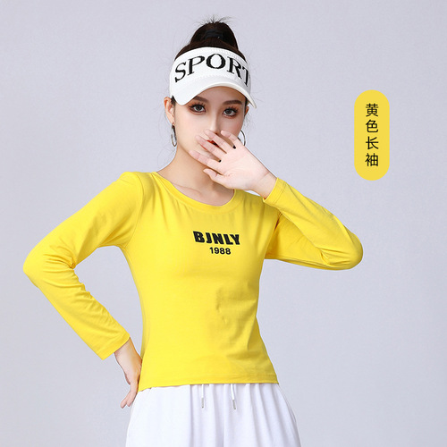 Bejanari square dance clothing spring and summer new long-sleeved T-shirt letter sweatpants sports and leisure team performance clothing