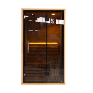 Luxury Interior Canadian Hemlock/Sequoia 2 Person Colored Glass Wooden Steam Sauna Room