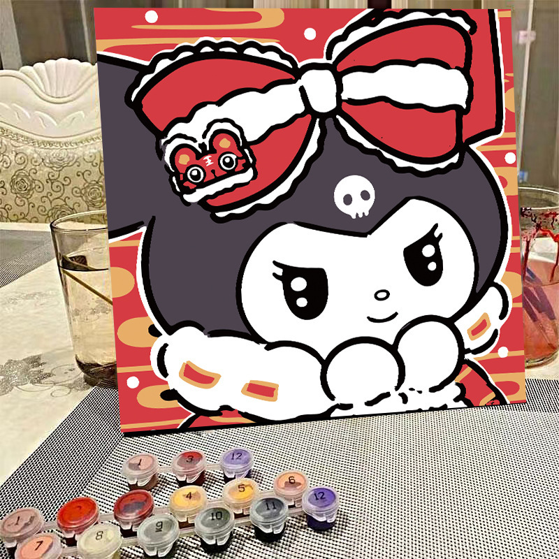 デジタル油絵diyの塗り絵の子供は漫画のアニメを埋めて色を塗ります。|undefined