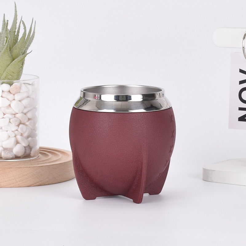 Amazon nueva taza de acero inoxidable 304 taza de vacío de doble capa creativa taza de vino tinto en forma de U